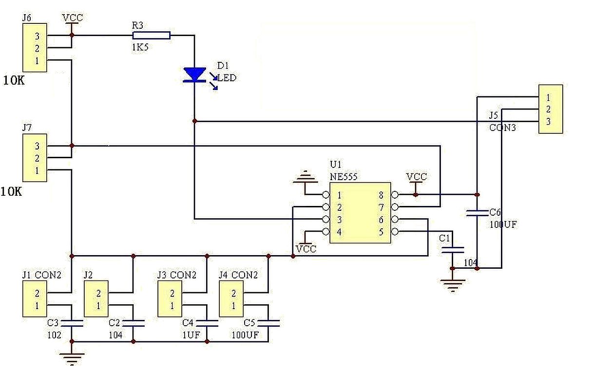 Puls en duty cycle generator 1Hz-200KHz module NE555 schema